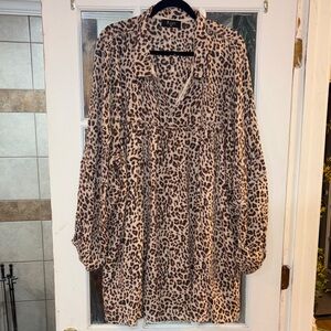 Meritt Leopard Print Women's Balloon Sleeve Dress 3X Fully Lined